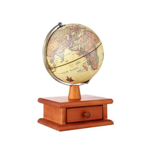 Globo Terrestre Original (23 Cm) - Caixa De Armazenamento De Madeira