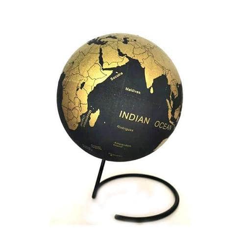 Globo Terrestre Cortiça - Preto & Ouro (27 Cm)