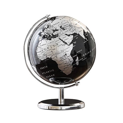 Globo Terrestre Metal (Preto & Prata)