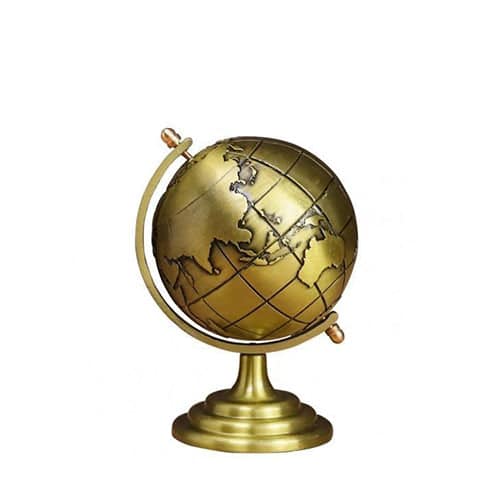Globo Terrestre Decorativo Latão (Cor De Ouro)